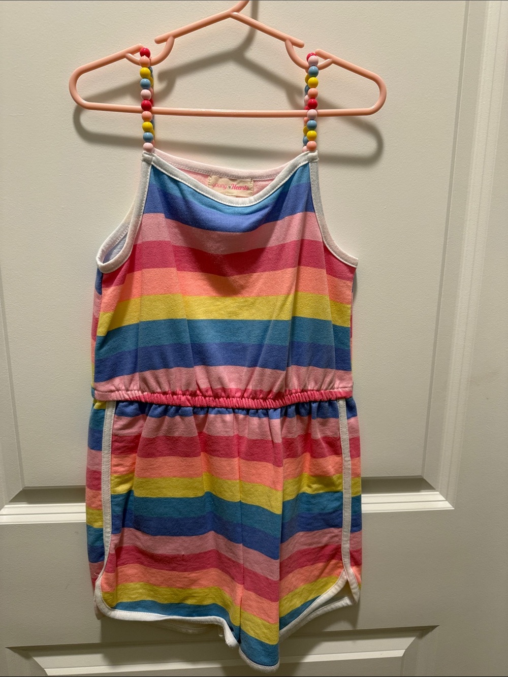 Girls Rainbow Stripe One-Piece Romper - Multicolor